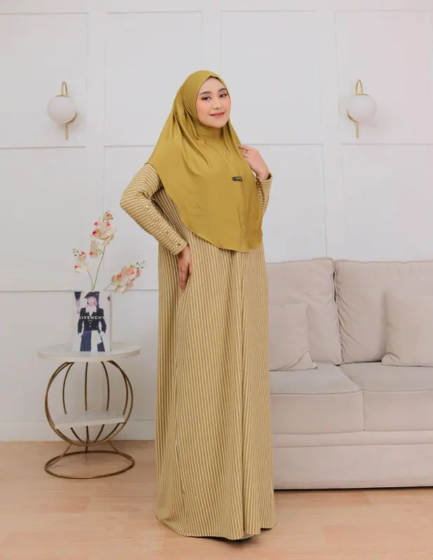 Gamis Inara Salur Button Knit Premium Kekinian Muslim Wanita 5