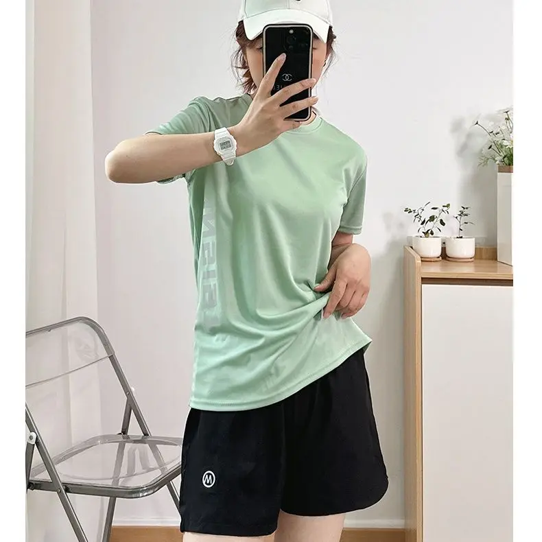 Bộ Đồ Thể Thao, Ngoại Cỡ, Dáng Rộng Rãi Và Mỏng, Hàng Mới Về Mùa Hè, Dành Cho Phụ Nữ, Thoáng Khí Và Nhanh Khô, Thích Hợp Chạy Bộ, Áo Phông Ngắn Tay Và Quần Đùi, Bộ Hai Mảnh 7