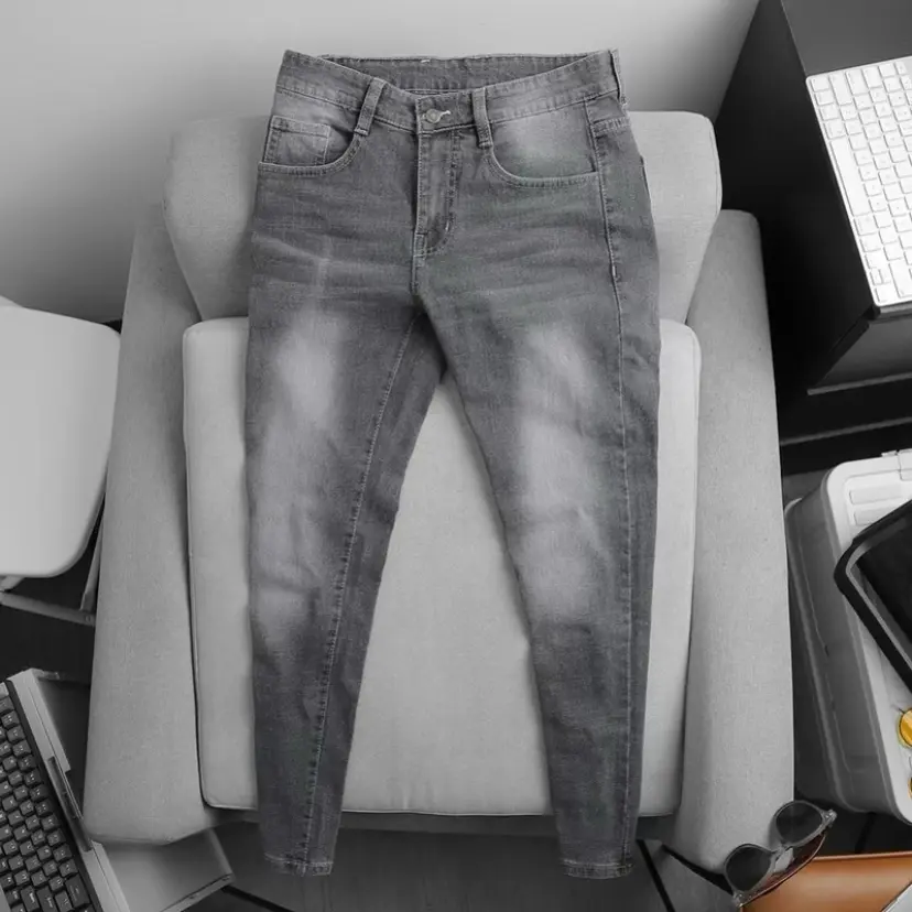 Quần Jean Nam 2 Mẫu Quần Xám Khói Và Xám Đậm Bạc Xước Co Giãn Tốt Mẫu Mới vải dày mềm Cotton Pants Có Túi- Pants Menswear