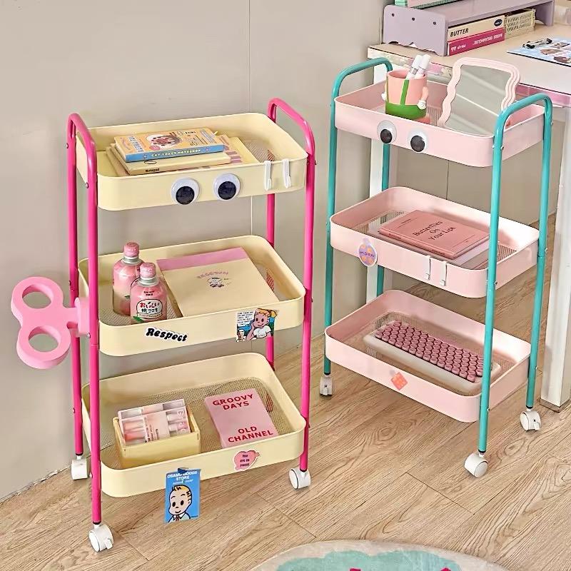Kệ đa năng Kệ 3 Tầng Có Bánh Xe Giỏ đựng đồ ăn nhẹ Giá lưu trữ ký túc xá công suất lớn Kitchen
