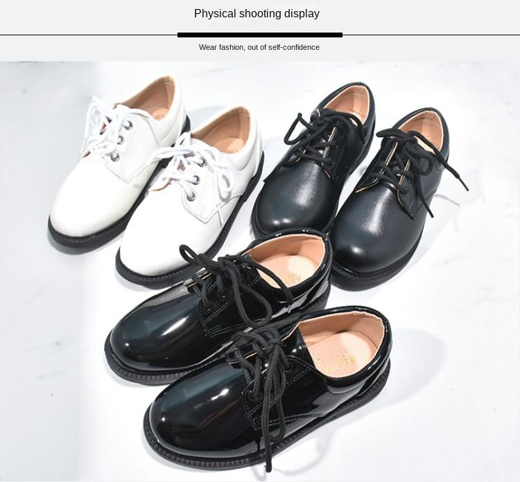Product Introduction of White Boys' Leather Shoes Preppy Style Campus Chorus Performance Shoes Middle and Large Children Students with Suit Dress Shoes 11