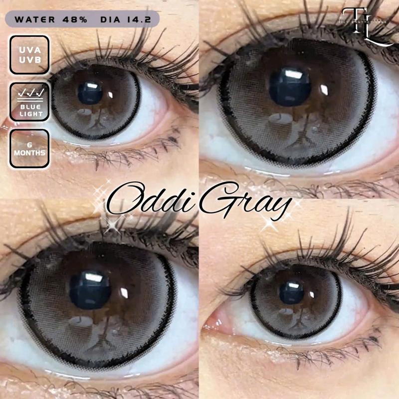 1 Cặp Kính Áp Tròng 0 Độ Màu Xám Oddi Gray Lens Mắt Màu Xám Tặng Khay Dụng Cụ Đeo - TILYEYES LENS