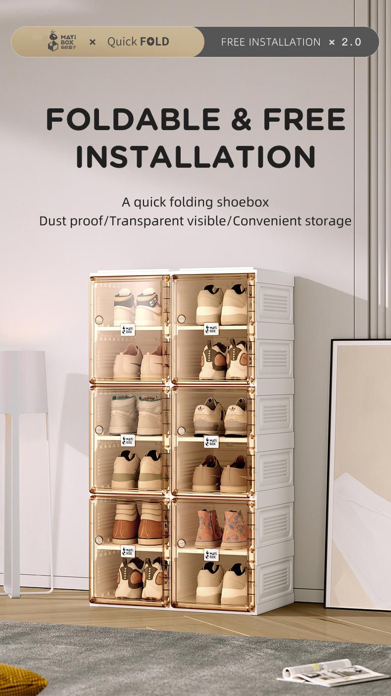 Product Introduction of 【ANTBOX】 Rak Sepatu 2Tingkat Transparan Kotak Sepatu Lipat Minimalis dari Akrilik untuk Penyimpanan Serbaguna Penyimpanan Lemari Sepatu Plastik Anti Debu dan Mudah Bongkar Pasang Kapasitas Besar 6Susun untuk Rumah dan Kantor Organizer Estetik dan Praktis! 1