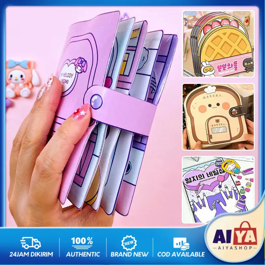 DIY Buku Sanrio Busy Book Montessori 4-5 Tahun Bayi Quiet Book Anak Sanrio / Toko / Diy Nail Art / Membuat Roti / Waffle Buku Aktivitas Anak Lucu