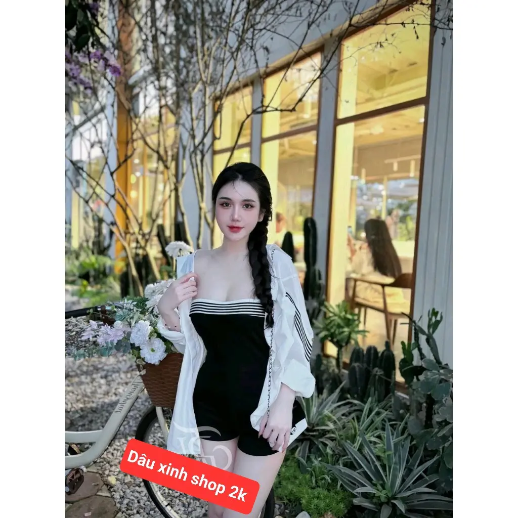 Set jum kèm sơ mi phối viền cực xinh hot trend