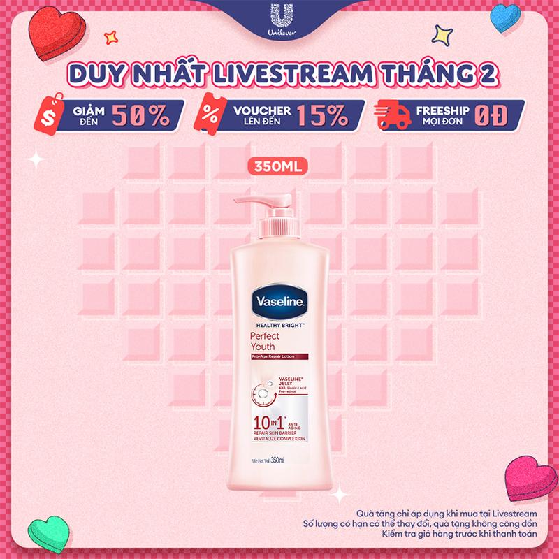 [FS] Sữa Dưỡng Body Dưỡng Ẩm Vaseline Perfect Youth Lotion Phức Hợp Pro-Retinol Giúp Da Trẻ Hóa & Cải Thiện Nếp Nhăn Nữ 350ML [3]