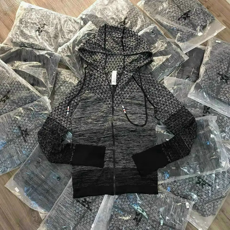 Áo Khoác Nữ Vải Dệt Kim Mền Mát Hàng Quảng Châu Loại 1 Ôm gọn Ôm gọn Top Jacket Đen 2