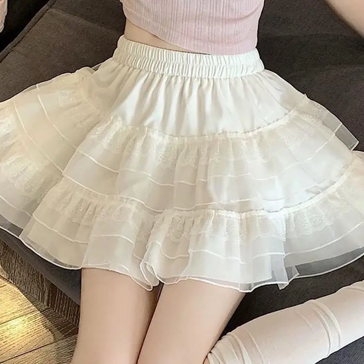 Chân váy xòe phối ren 3 tầng chất vải cotton cao cấp mẫu mới cho nữ, thiết kế trẻ trung năng động dễ phối đồ, có quần bảo hộ an toàn. Women Nhung Voi Viền Ren Voan