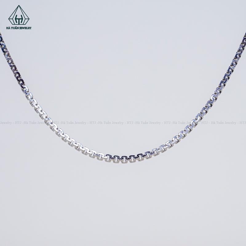 Dây Chuyền Nữ Bạc 925 Xi Kim Hộp Vuông 1.5mm NCX016 Hà Tuấn Jewelry