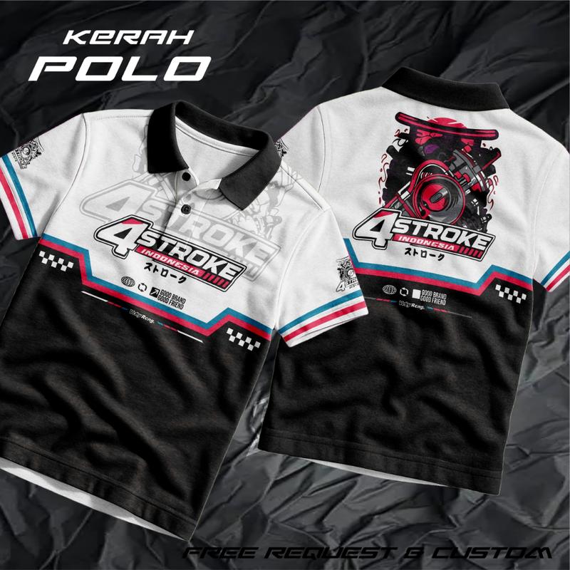 JERSEY KAOS RACING CUSTOM STROKEPOLO KERAH KANCING V-NECK
