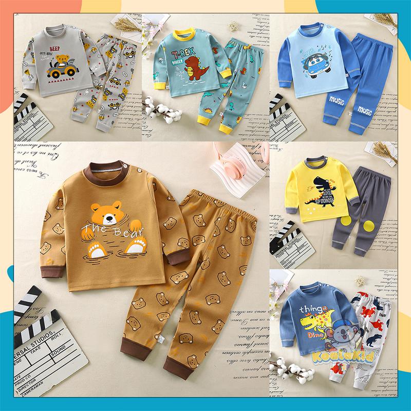 Bộ quần áo thun dài tay bé trai Đồ bộ thu đông đáng yêu trẻ em 1-7 tuổi