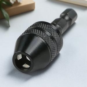 高精度キーレスドリルチャックアダプター 0.3〜3.4mm対応、六角シャンク式、滑り止め＆耐腐食仕様、電動ドライバー延長用メタルドリルビットアクセサリー