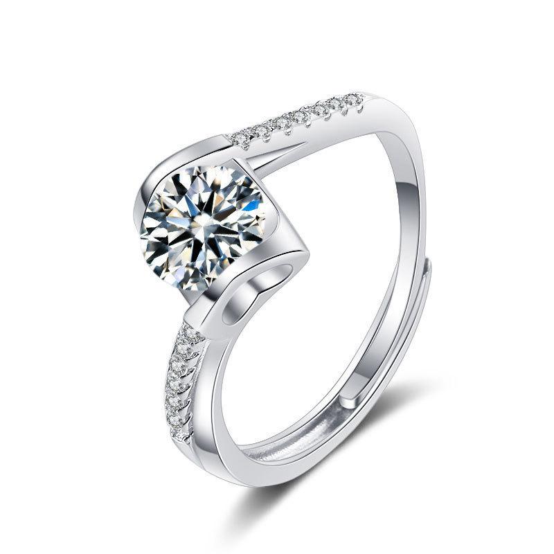 Nhẫn Moissanite, Một Carat, Màu D, Dành Cho Phụ Nữ, Bạc Sterling S925, Thiết Kế Sáu Chấu Cổ Điển, Nhẫn Cưới, Nhẫn Có Thể Điều Chỉnh, Đồ Trang Sức 8