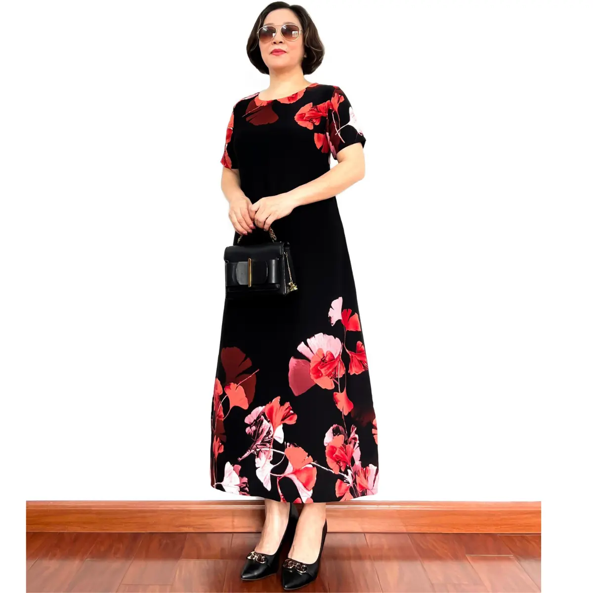 Đầm Cho Mẹ Chất Liệu Lụa Mango Cao Cấp Mềm Mịn Không Nhăn Xù Mẫu Mã Đa Dạng Đủ Size Từ 45-65kg Dress Kem