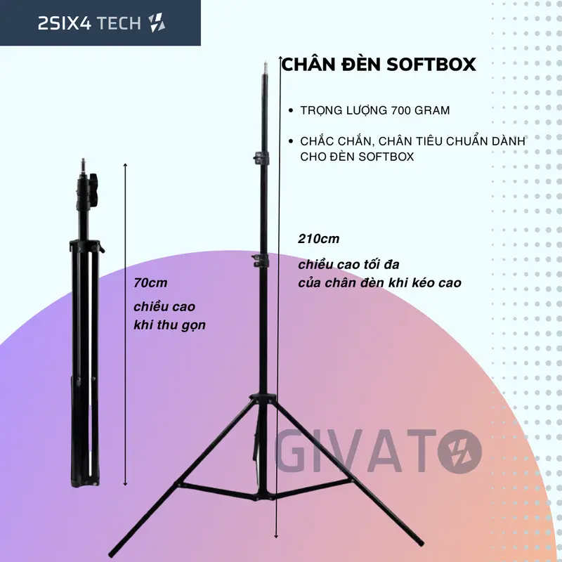 Đèn Softbox Hỗ Trợ Chụp Ảnh, Quay Phim, Livestream Studio Chuyên Nghiệp Kèm Chân Tripod Cao 3