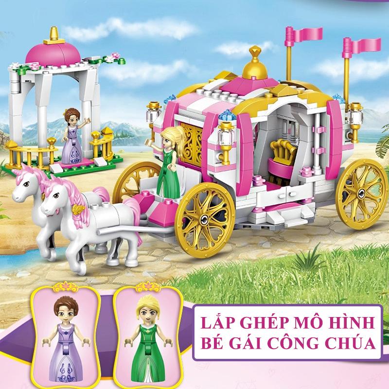  Bộ đồ chơi lắp ghép mô hình con gái công chúa mô hình lâu đài xe ngựa. Đồ chơi con gái 