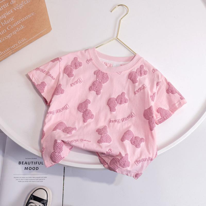 Product Introduction of Trang Phục Mùa Hè Cho Bé Gái, Áo Phông 2025, Phong Cách Hàn Quốc Mới, Thời Trang, Áo Trẻ Em, ngắn Tay, In Hình Gấu, Thích Hợp Cho Bé Gái, Thời Trang Mùa Hè, Bán Chạy, 2025 6