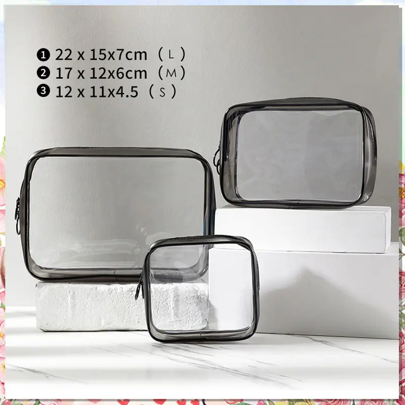 Tas Pouch Kosmetik Polos Transparan Anti Air  Tempat Make Up Pouch Kosmetik Transparan 3