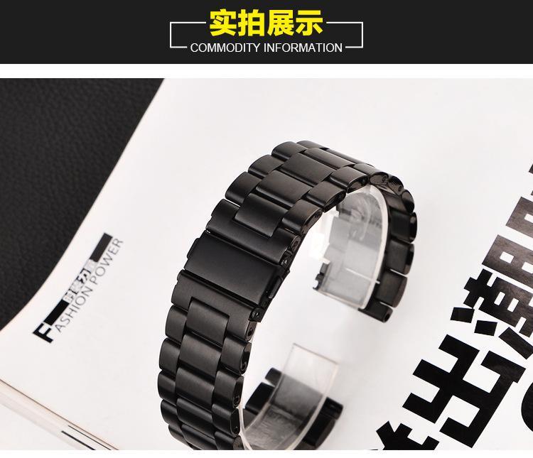 Product Introduction of 304 stainless steel watch band 16mm 18mm 2mm 22mm 24mm black silver replacement men's watch str quick relise 16