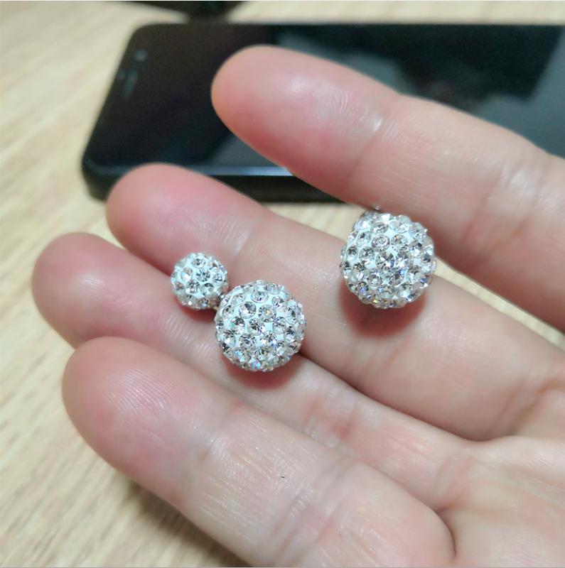 Bông tai nữ hoa tai hạt châu đôi đính đá phong cách hàn quốc cá tính 3