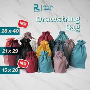Premium Matte Drawstring Reusable Durable Waterproof Tas Serut Souvernir Merchandise Packaging Makeup