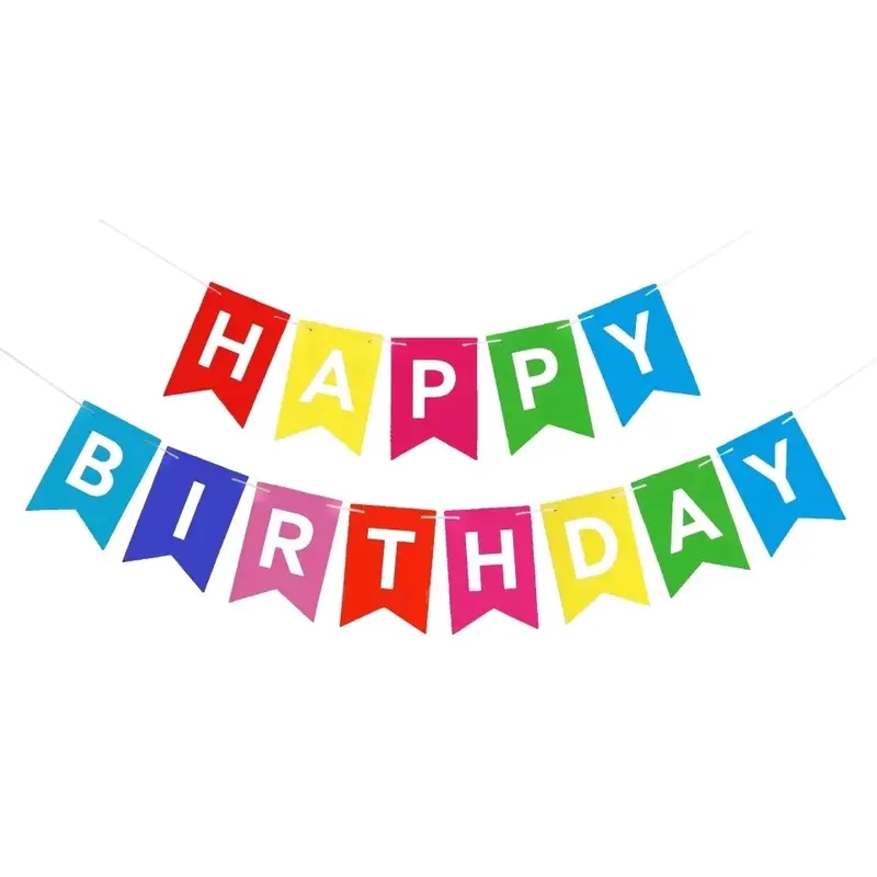 Banner Happy Birthday / Banner Ulang Tahun Segilima - Warna Warni 6