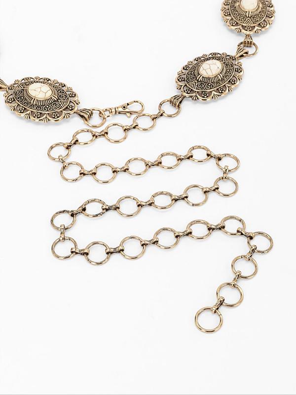 Women's Baroque Style Chain Belt with Geometric Decoration, Casual Trendy Waist Belt, Fashion Accessories for Clothes Decoration for Dress 6