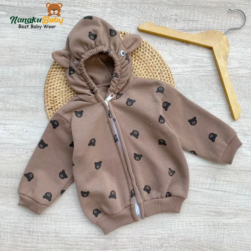 Nanaku Baby - Jaket Bayi Sweater Mantel Bayi Hangat Kupluk Kuping Anak Usia 0-6 Bulan