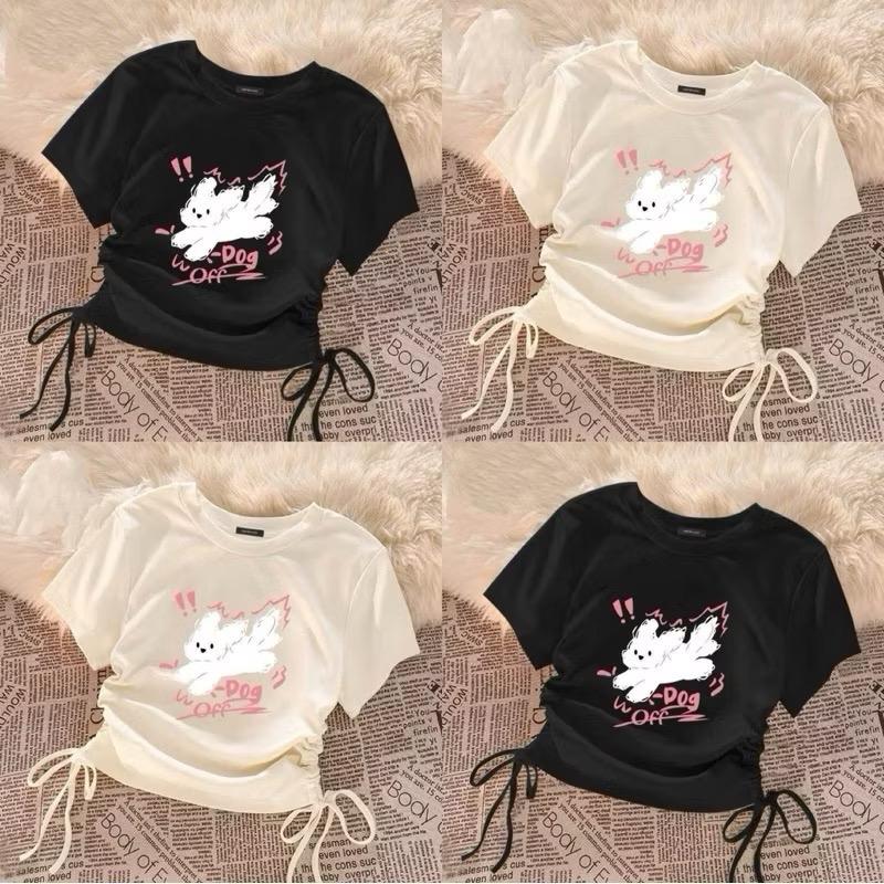  ￼ÁO CROPTOP RÚT DÂY IN CHÚ THỎ NHẢY NHÓT BOONG STORE  CRR THONHAY Nữ 