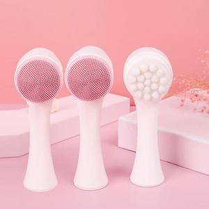 Cepillo Facial de Silicona de Doble Cara, Limpiador en Espuma Manual Multiusos con Cerdas Suaves, Limpieza Profunda de Poros, Masajeador Facial Suave para Todo Tipo de Piel
