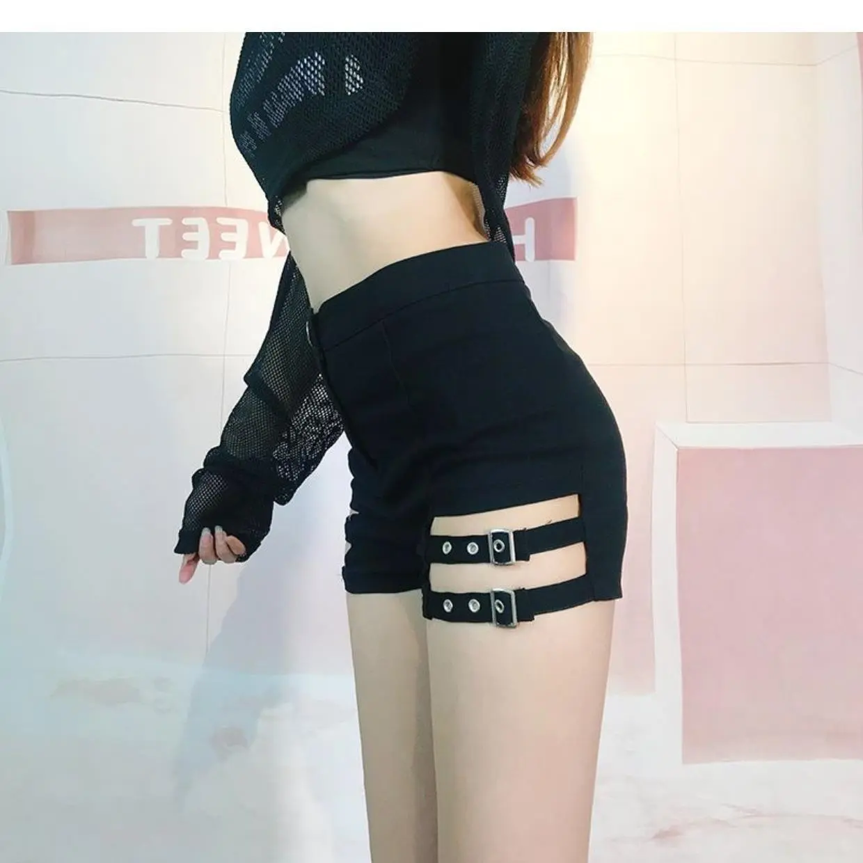 Quần Legging Thiết Yếu, Quần Áo Sân Khấu, Phong Cách Cô Gái Nóng Bỏng, Thích Hợp Cho Jazz Và DS, Quần Hot, Quần Đùi Cạp Cao Mặc Trong Khi Khiêu Vũ Ống Thép Women Pants