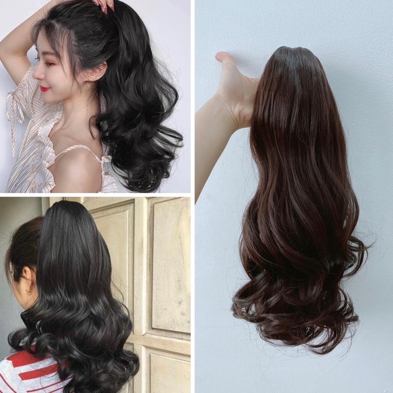 Tóc giả kẹp đuôi kẹp ngoặm  Xoăn Lững 45cm số 103 ,dạng kẹp ngoặm, chất liệu tóc tơ mềm mượt