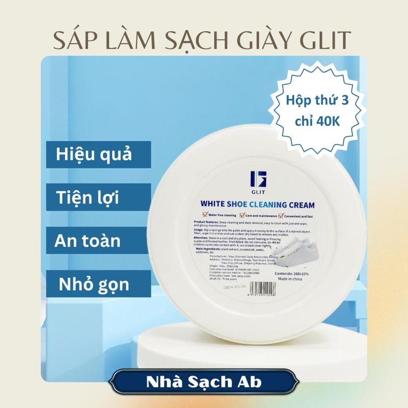 GLIT Sáp Làm Sạch Giày Trắng, Kem Tẩy Rửa Đa Năng Hiệu Quả, Dùng Được Cho Cả Balo, Túi Xách