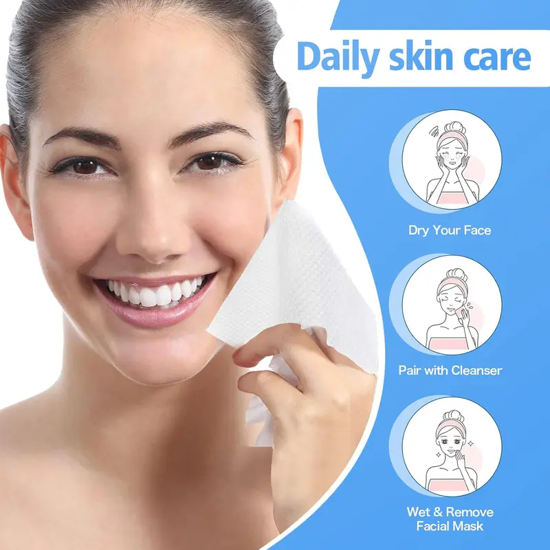 Disposable Face Towel, Soft Facial Wash Cloth, Lint-free Facial Tissue for Cleansing, Skincare and Makeup Remover, Summer Essentials, Bathroom Cotton Accessories 3