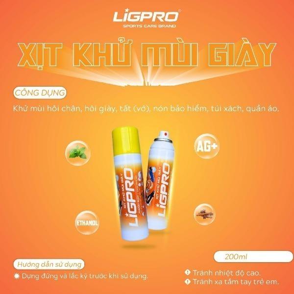 Product Introduction of Chai xịt khử mùi giày nano bạc LIGPRO 200ml Loại bỏ vi khuẩn có hại giúp ngăn mùi mồ hôi Hương quế cực lưu hương -NPP Ch 48