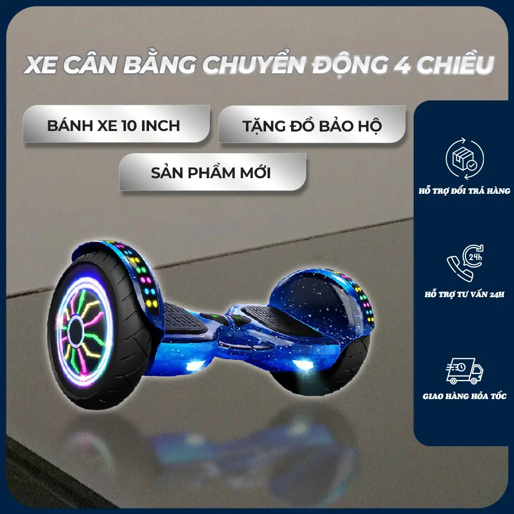 Xe điện cân bằng 6.5 inch và 8 inch và 10 inch- Xe Điện Cân Bằng chuyển động 4 chiều - Bảo Hành 12 Tháng