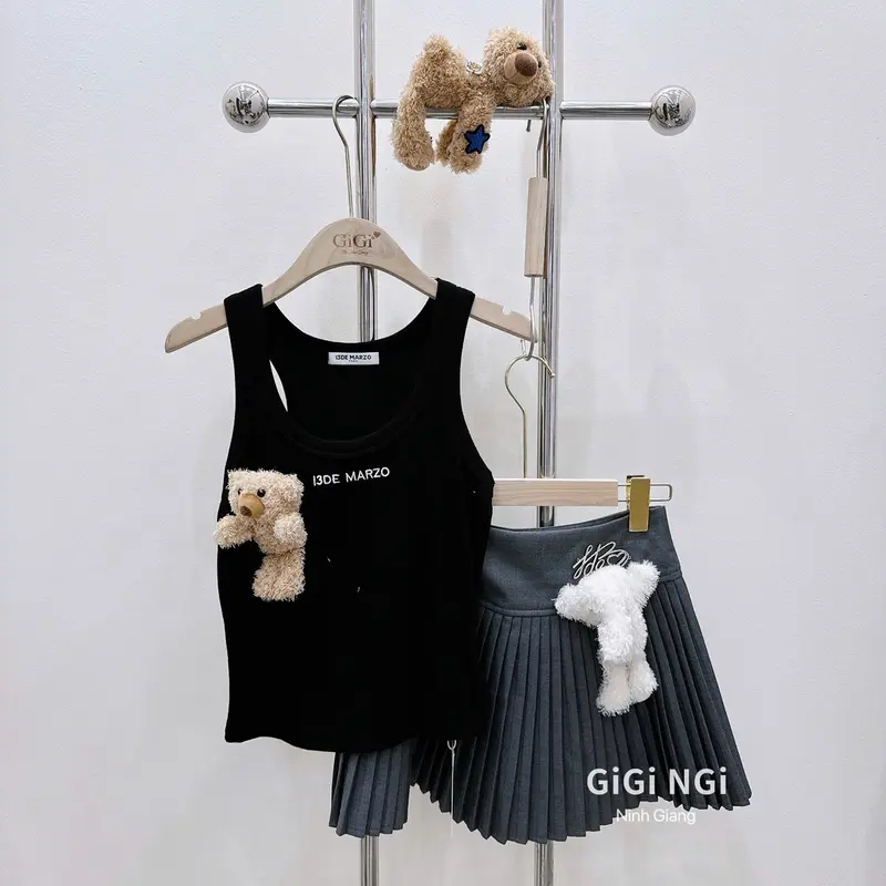 Áo ba lỗ gấu 13D cao cấp đen trắng 7