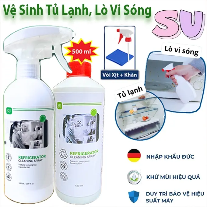 Chai Xịt Vệ Sinh Tủ Lạnh, Lò Vi Sóng SU X5 Cleaner 500ml Vệ Sinh Khử Mùi Khử Khuẩn Hiệu Quả - Công Nghệ Nano Bạc Châu Âu Làm Sạch