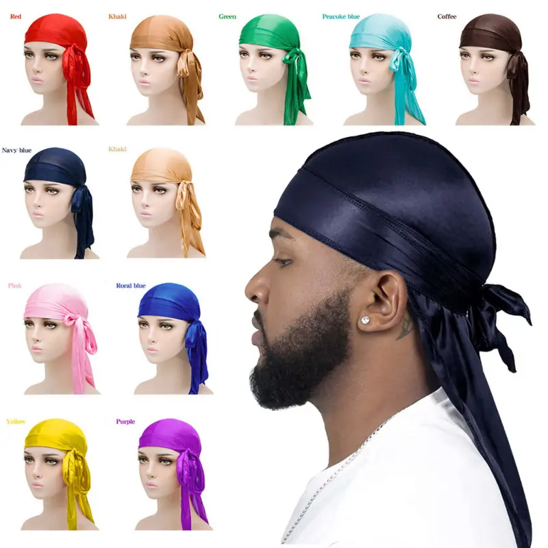 Pirate Hat Silky Durag For Men Women Headwrap Durags Headscarf Soft Cap Hair Accessories Hiphop Women Durag