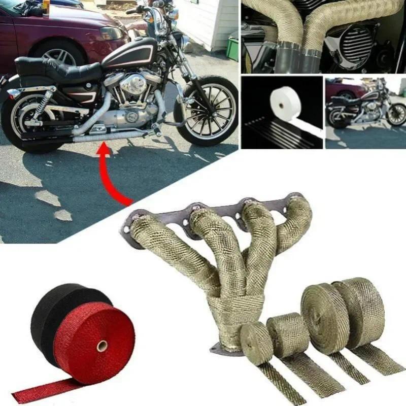 Product Introduction of 5M Roll Fiberglass Heat Shield Motorcycle Exhaust Thermal Tape Header Pipe Heat Wrap Tape Thermal Protection with Stainless Ties 38