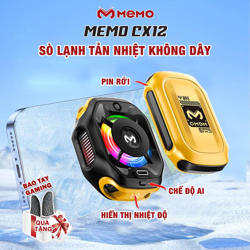 Quạt tản nhiệt điện thoại sò lạnh Memo CX12 AI Led RGB Gaming từ tính không dây có hiển thị nhiệt độ thế hệ mới đóng băng full mặt