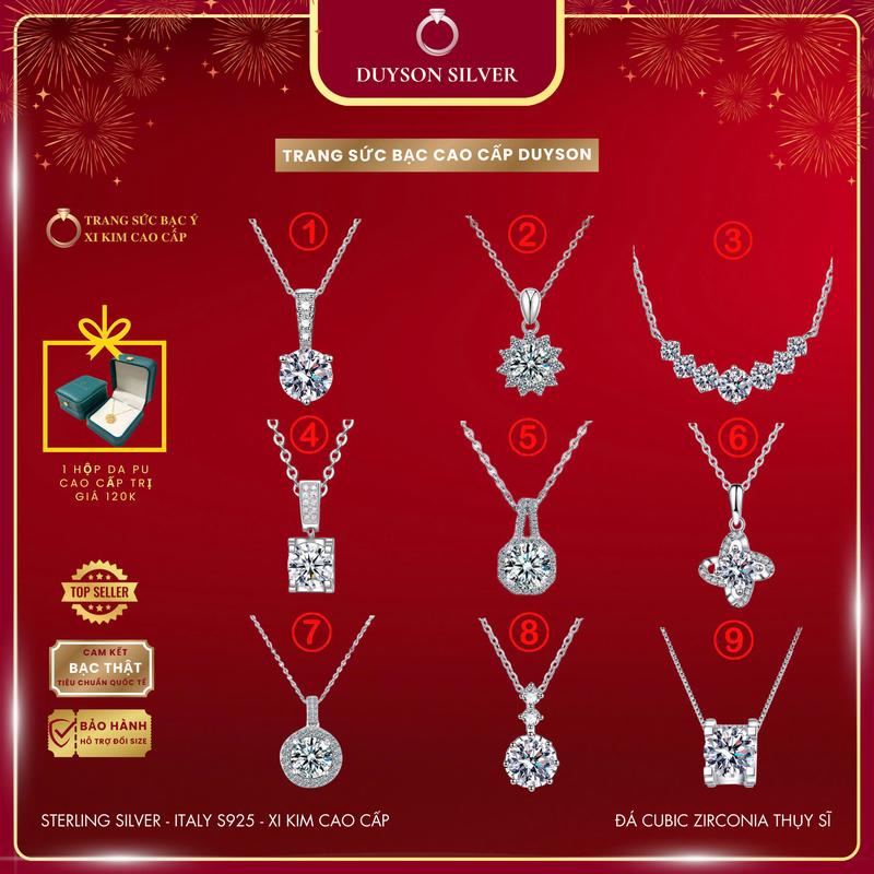 Dây chuyền bạc Ý 925 DuySon Silver mạ vàng trắng đính đá vòng cổ bạc nữ cao cấp sang trọng HOT