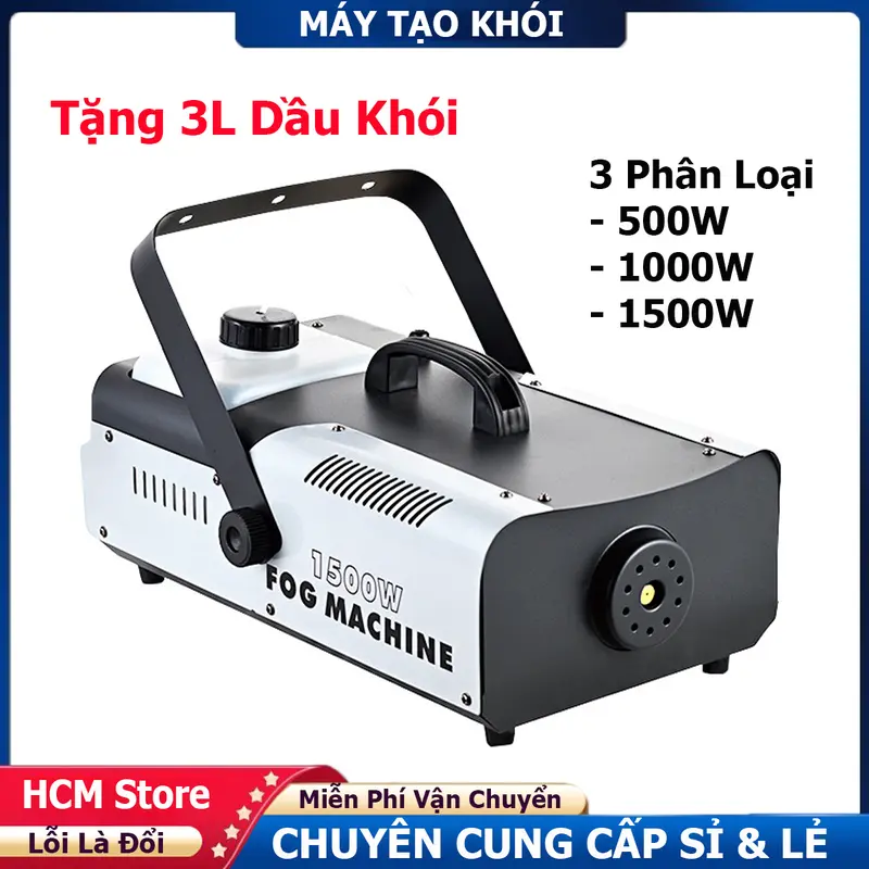 Máy Tạo Khói Công Suất 1500W - 1000W - 500W Có Led RGB Dùng Cho Sân Khấu, Bay Phòng Giúp Cho Đèn Thấy Rõ Được Tia - Tặng 3L Dầu Khói 0