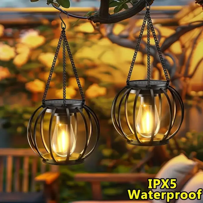 Solar Powered Lantern Light, 1 Count Outdoor Hanging Solar Light, Auto On/Off Outdoor Solar Light for Yard Garden Patio Pathway Decor