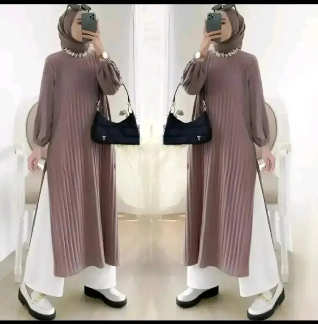 ATASAN LONG TUNIK KENIT HORNET PREMIUM TEBAL JUMBO XXL LENGAN KARET Muslim High