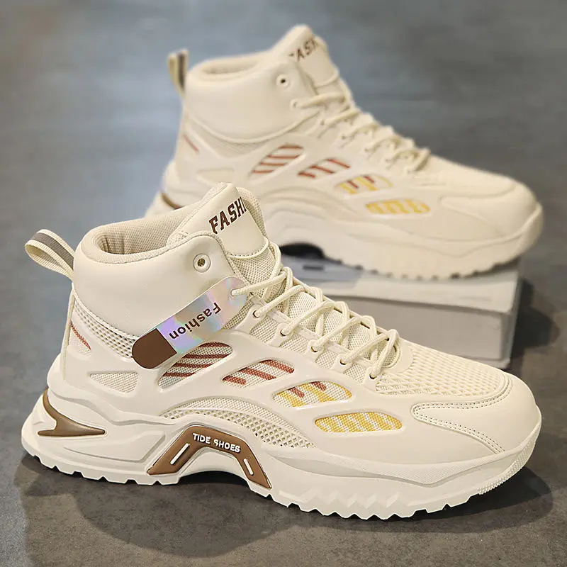Kasut Lelaki, Atasan Tinggi Musim Luruh, Ketibaan Baru, Bernafas, Bergaya, Serba guna, Permukaan Jaringan Platform, Sneaker, Kasut Ayah Kasual, Untuk Lelaki