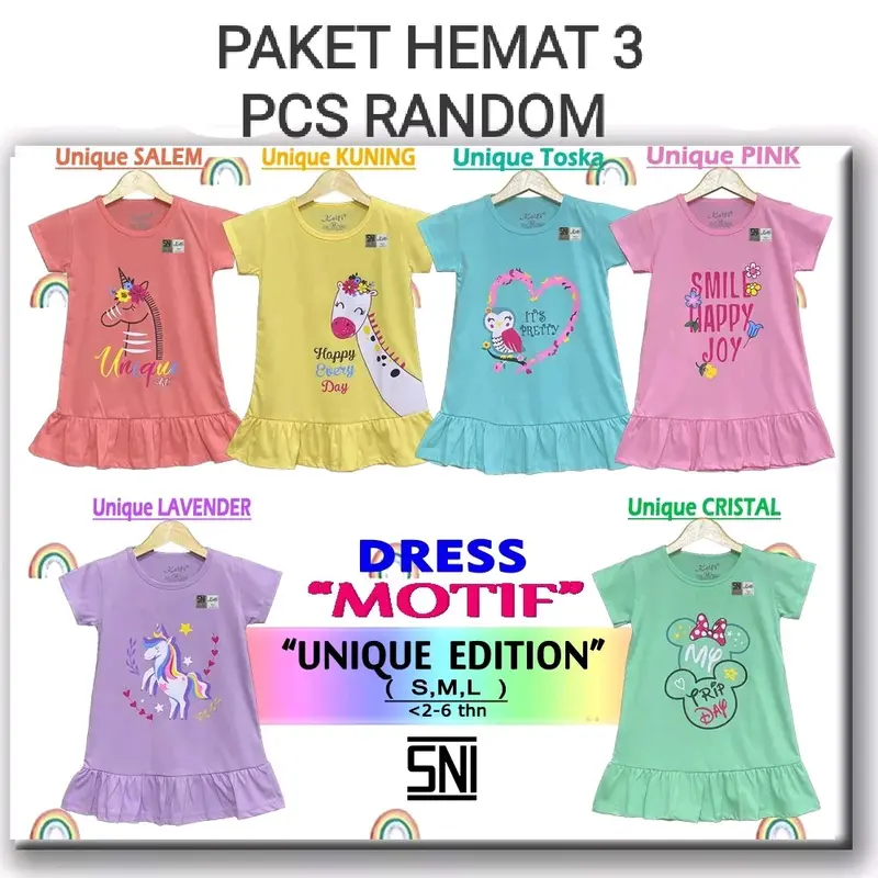 daster anak PAKET HEMAT ISI 3 PCS bahan katun dress anak rumahan Santai 0