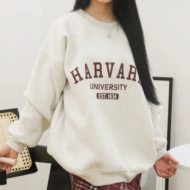 [TOSUN] Áo Sweater Nỉ Bông Cotton Form Rộng Unisex Xám Tiêu In Chữ Basic S02 2