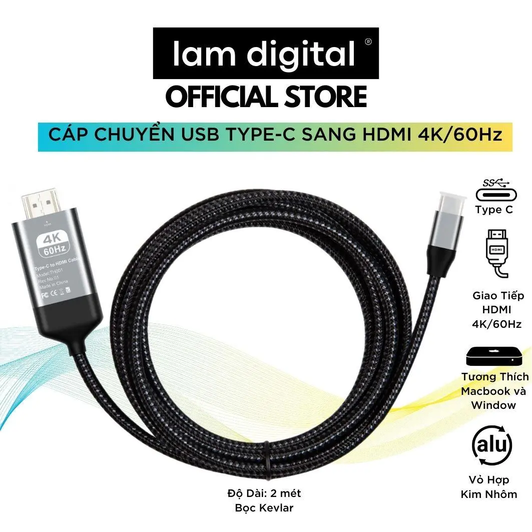Cáp Chuyển Đổi Từ USB Type-C Sang HDMI 2.0 4K Chất Lượng Cao Dài 2 Mét