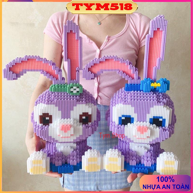 lắp ráp mô hình cỡ lớn 25 - 36cm thỏ tím Stella Lou nhân vật hoạt hình 3D ( Tặng búa lắp ráp )